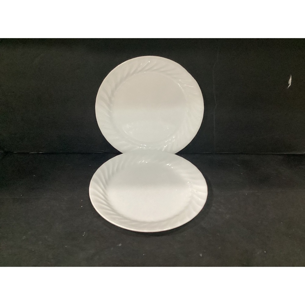 Corelle Enhancements White Swirl Salad Dessert Plates 9" Set Of 2 *
